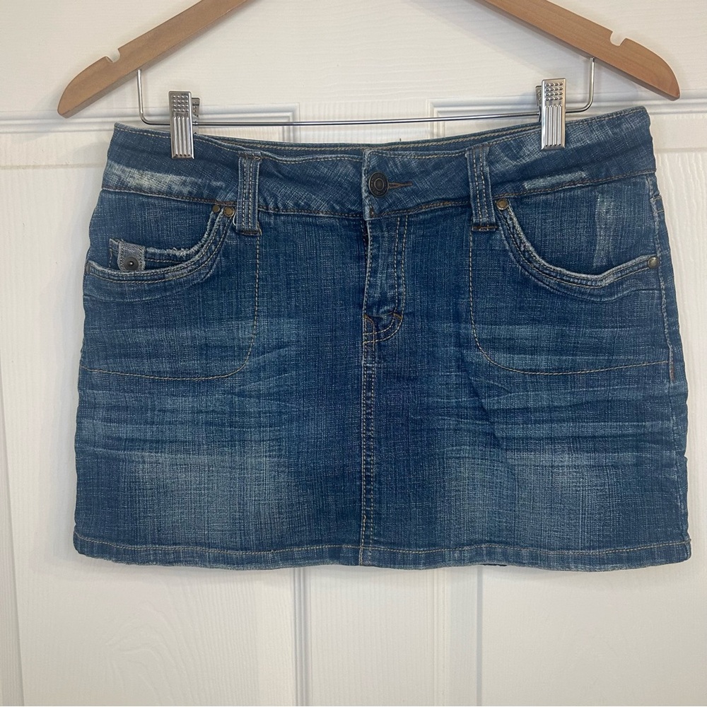Hydraulic Blue Denim Mini Skirt
